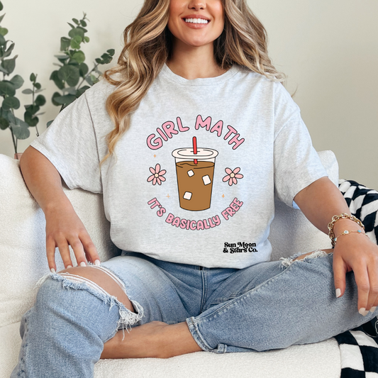 Girl Math It's Basically Free | Ash Gray Shirt