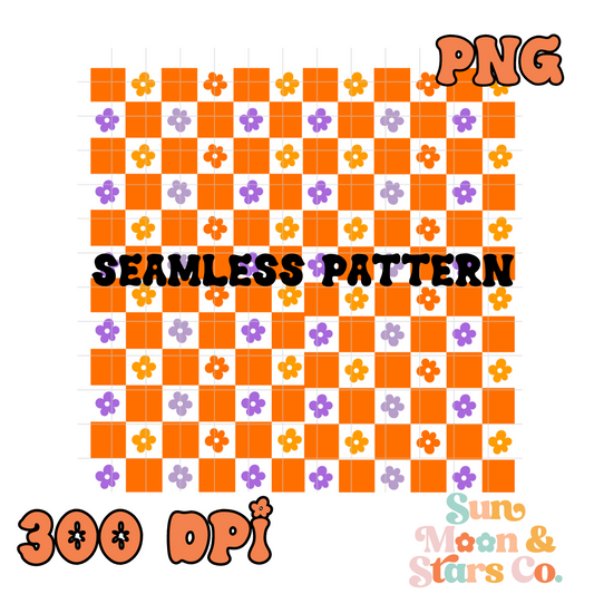 Fall Checkered Orange Seamless PNG