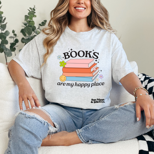 Books are my Happy Place  Ash Gray Shirt