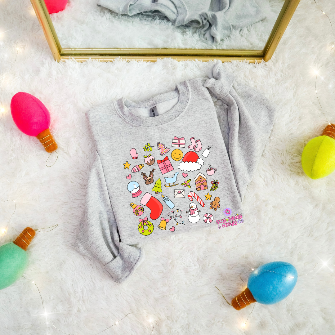 Christmas Collage Sweatshirt| Holiday Fun Sweatshirt| Cute Christmas| Gingerbread|Navidad