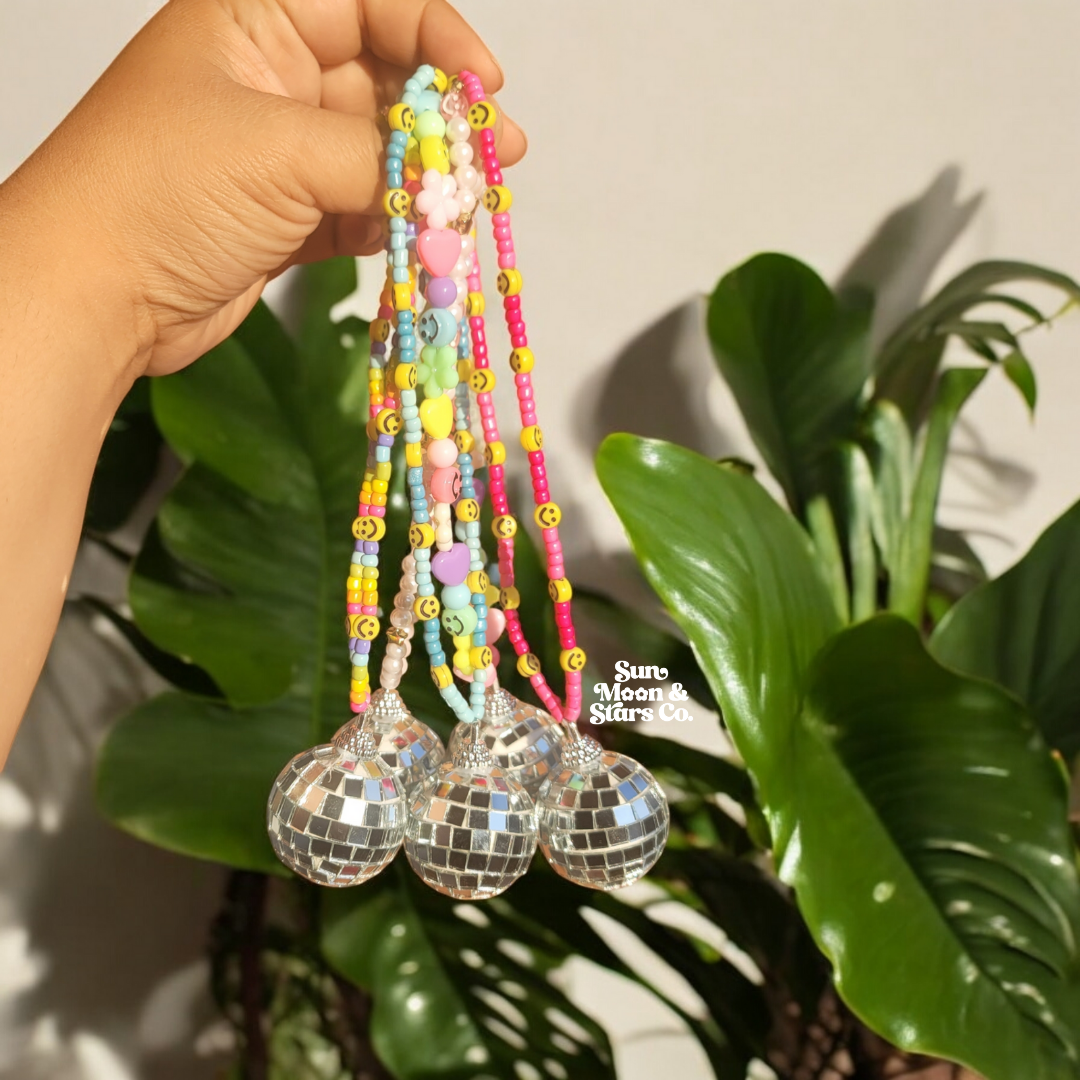 Rainbow Blossom Disco Ball Car Charms